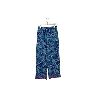 Cuddl Duds Blue Green Floral Women's S Print Cozy Long Lounge Sleep Pant